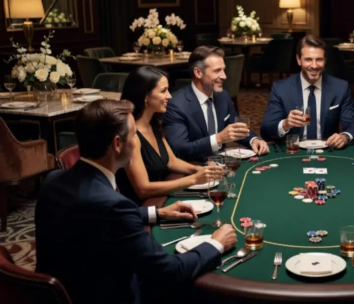 Biznesowe spotkanie przy eleganckim pokerowym stole