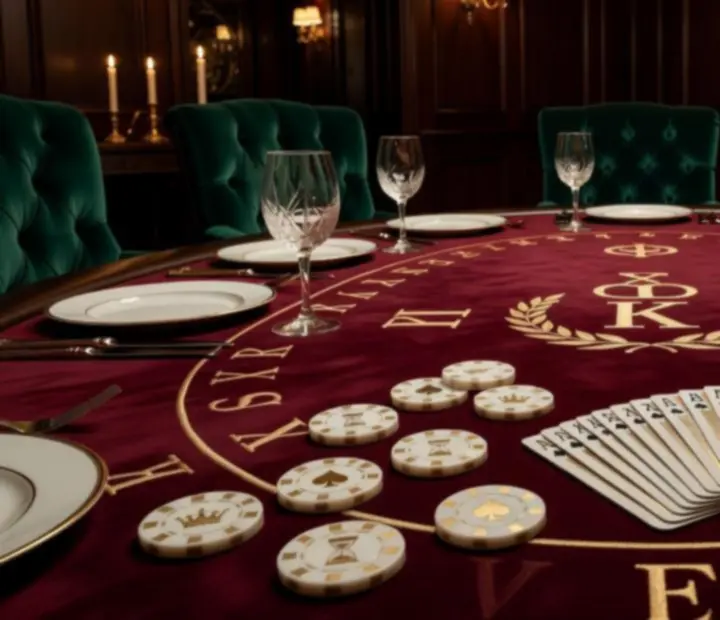 Elegancki pokerowy stół przygotowany w restauracji