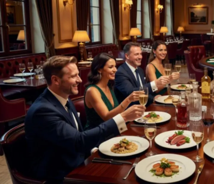 Wykwintne wydarzenie w eleganckiej restauracji z nastrojowym oświetleniem