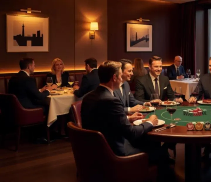 Wieczorna kolacja w eleganckiej restauracji z nastrojowym oświetleniem